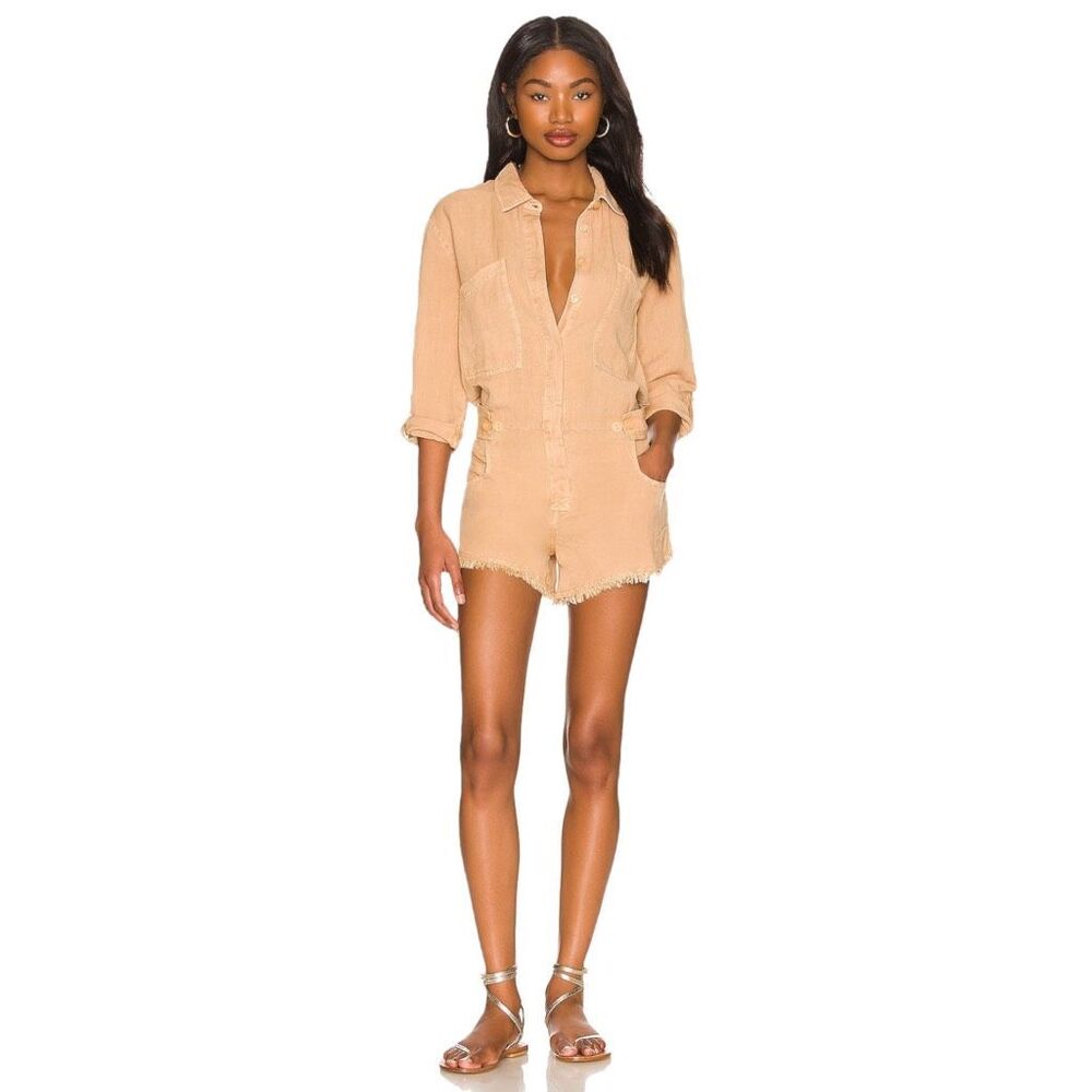 YFB CLOTHING River Romper in Camel Pigment